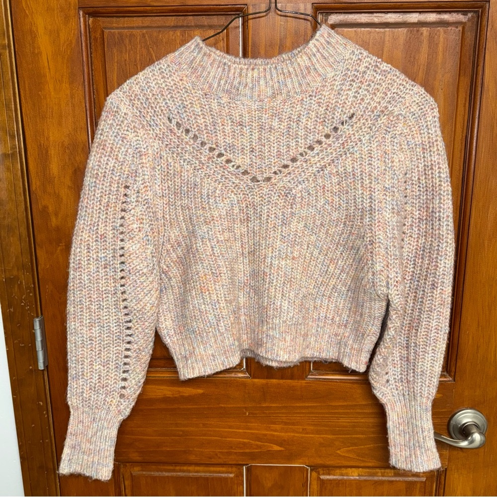 Topshop Chunky Knit Pullover Sweater Crew Neck pastel Multicolor XS